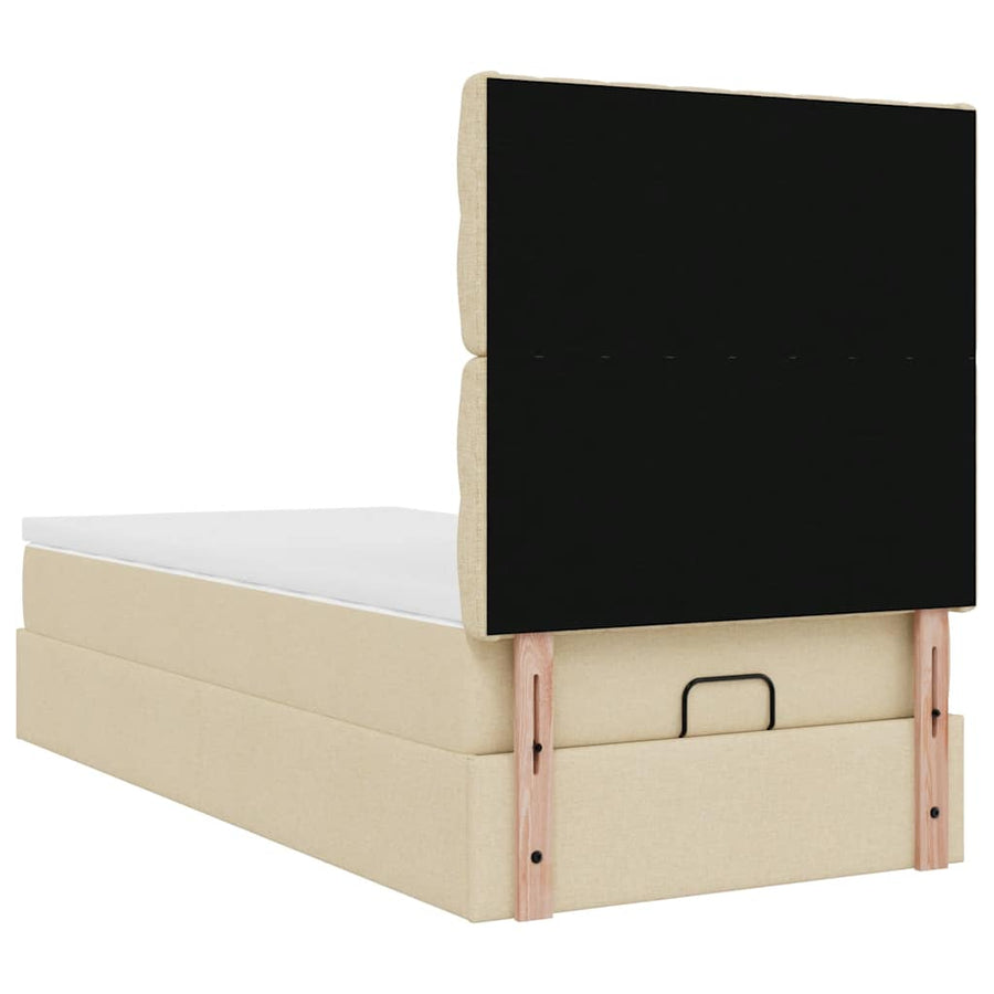 Ottoman bed met matras en LED's 100x200cm stof crèmekleurig