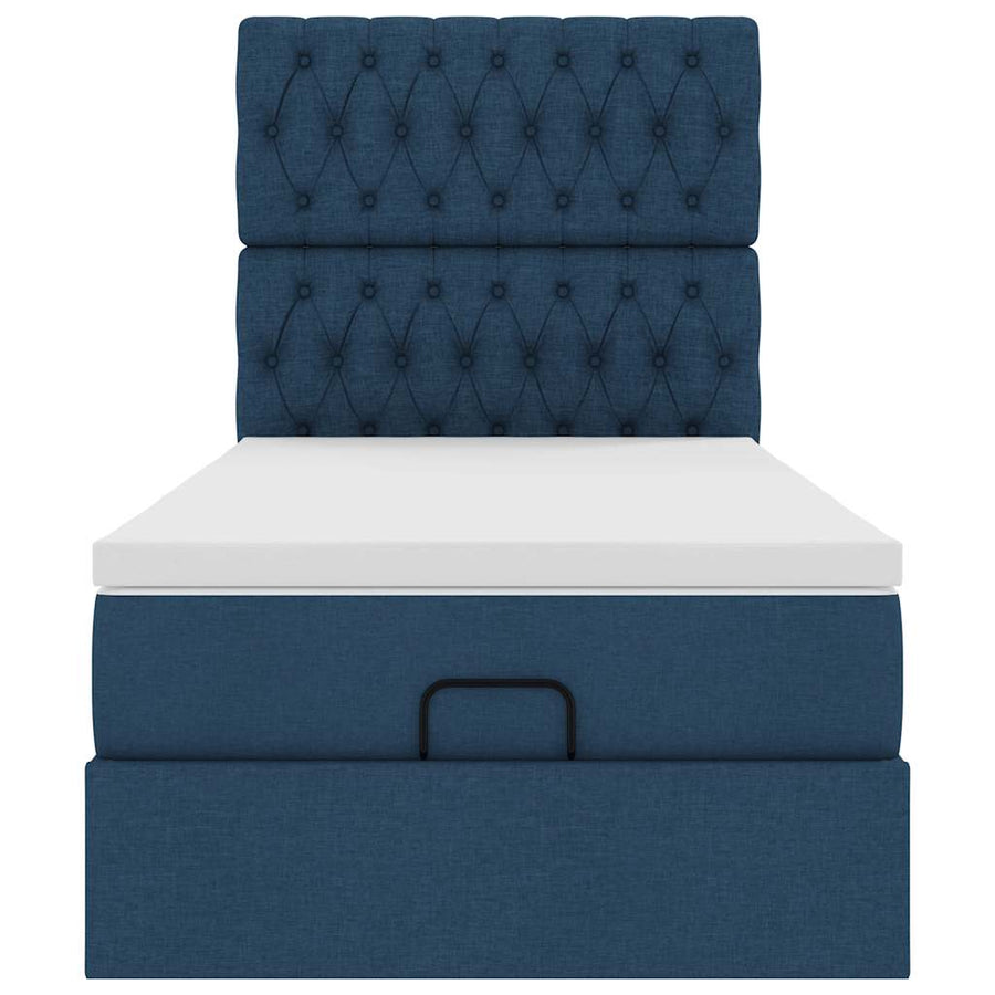 Ottoman bed met matras en LED's 100x200cm stof blauw