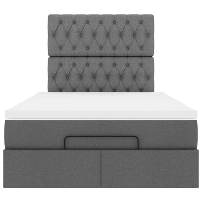 Ottoman bed met matras en LED's 120x190 cm stof donkergrijs