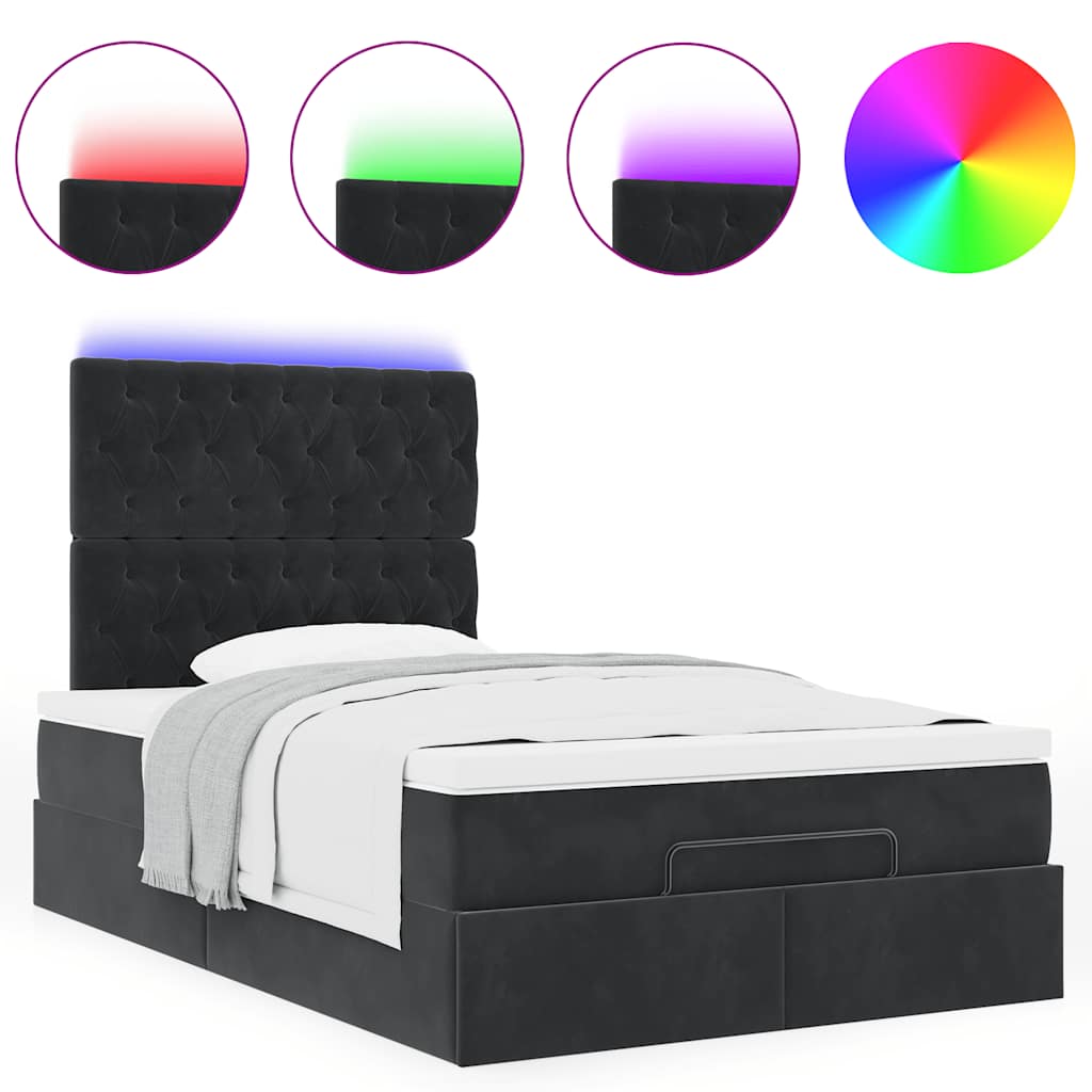 Ottoman bed met matras en LED's 120x190 cm stof zwart