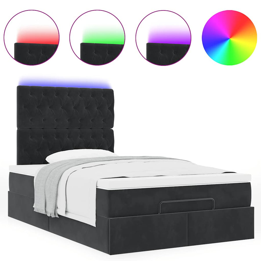 Ottoman bed met matras en LED's 120x190 cm stof zwart