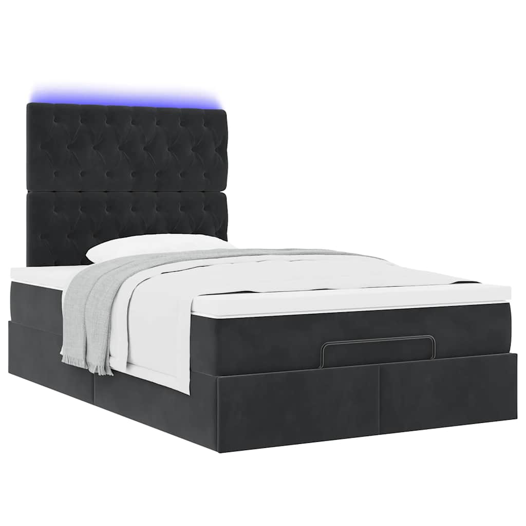 Ottoman bed met matras en LED's 120x190 cm stof zwart