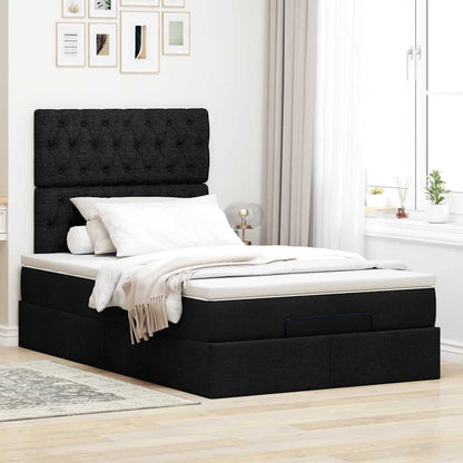 Ottoman bed met matras en LED's 120x190 cm stof zwart