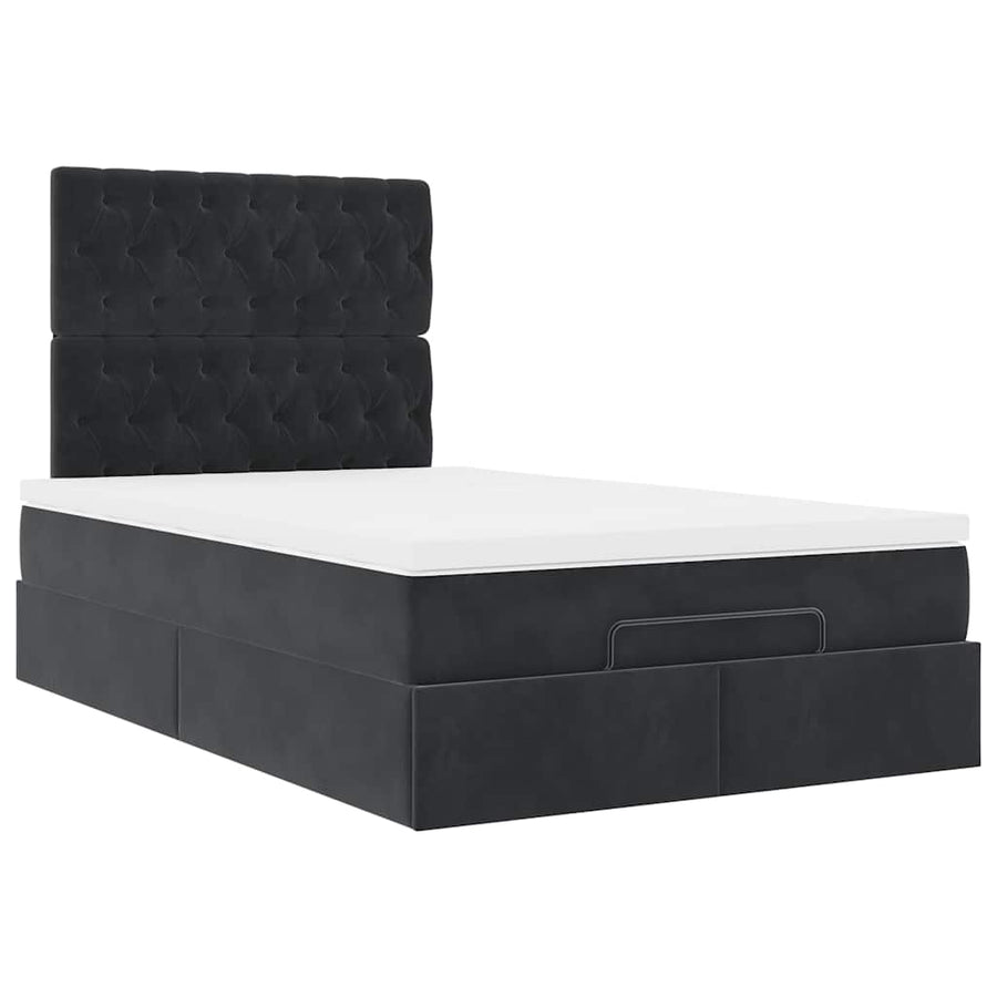 Ottoman bed met matras en LED's 120x190 cm stof zwart