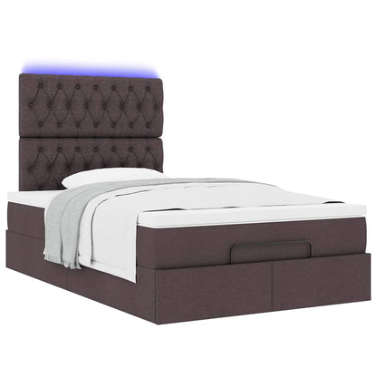 Ottoman bed met matras en LED's 120x190 cm stof donkerbruin