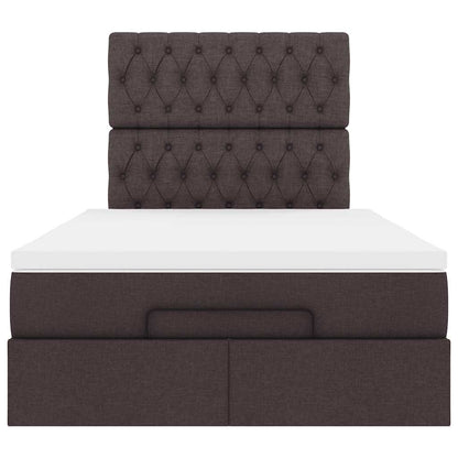 Ottoman bed met matras en LED's 120x190 cm stof donkerbruin