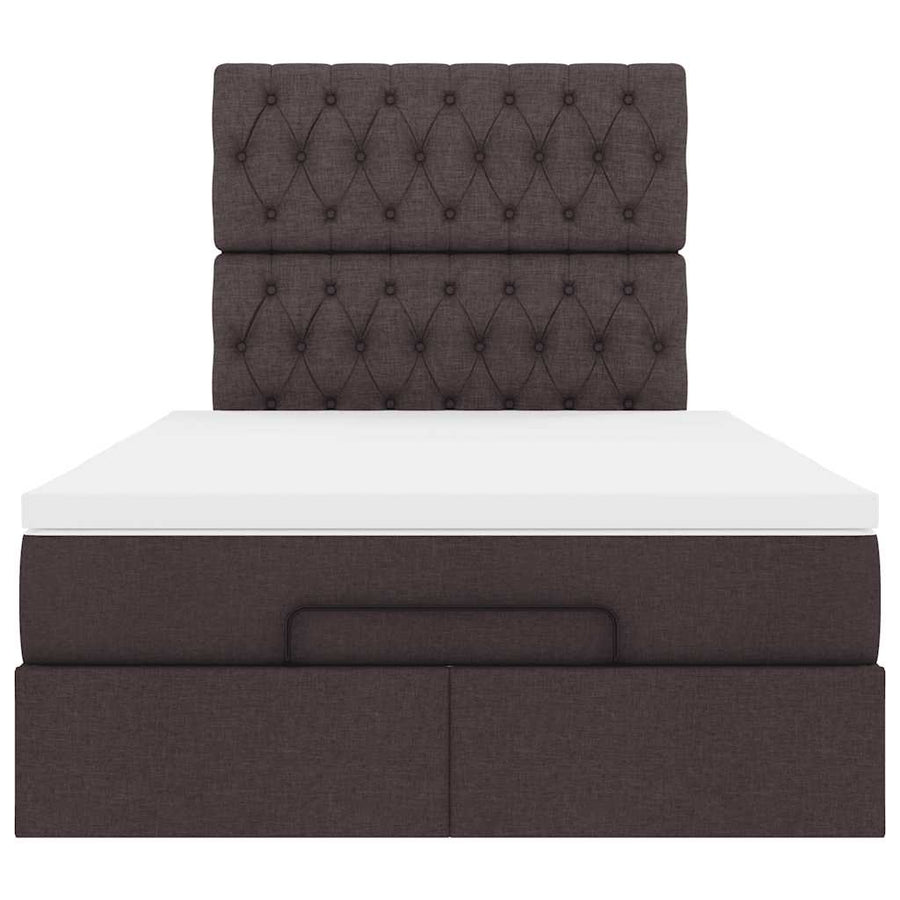 Ottoman bed met matras en LED's 120x190 cm stof donkerbruin