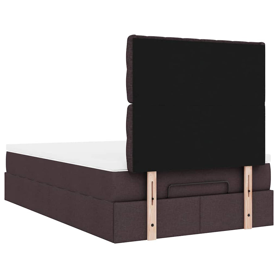 Ottoman bed met matras en LED's 120x190 cm stof donkerbruin