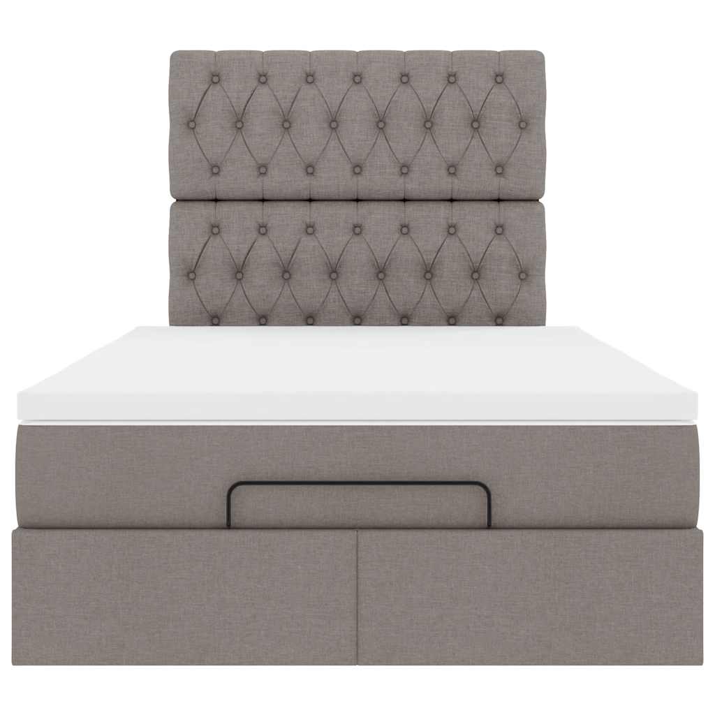 Ottoman bed met matras en LED's 120x190 cm stof taupe