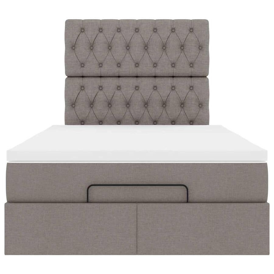 Ottoman bed met matras en LED's 120x190 cm stof taupe