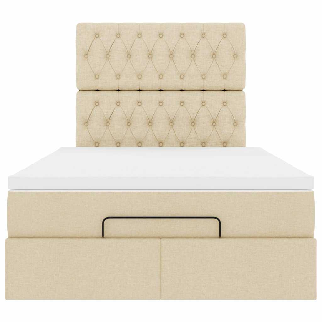 Ottoman bed met matras en LED's 120x190cm stof crèmekleurig
