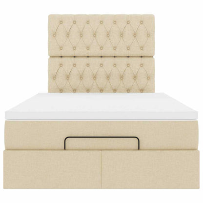 Ottoman bed met matras en LED's 120x190cm stof crèmekleurig