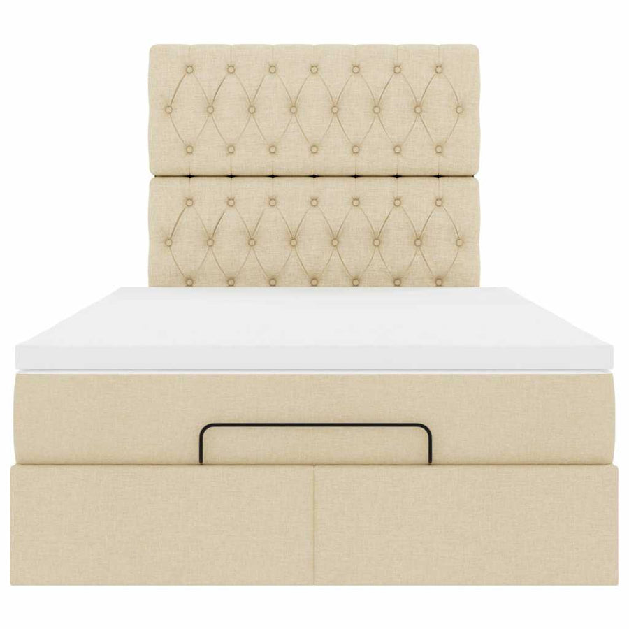 Ottoman bed met matras en LED's 120x190cm stof crèmekleurig