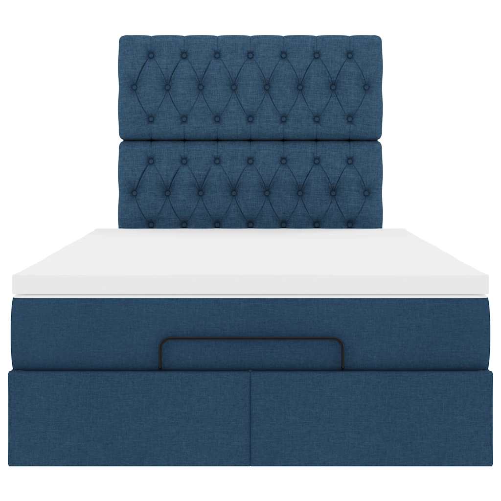 Ottoman bed met matras en LED's 120x190 cm stof blauw