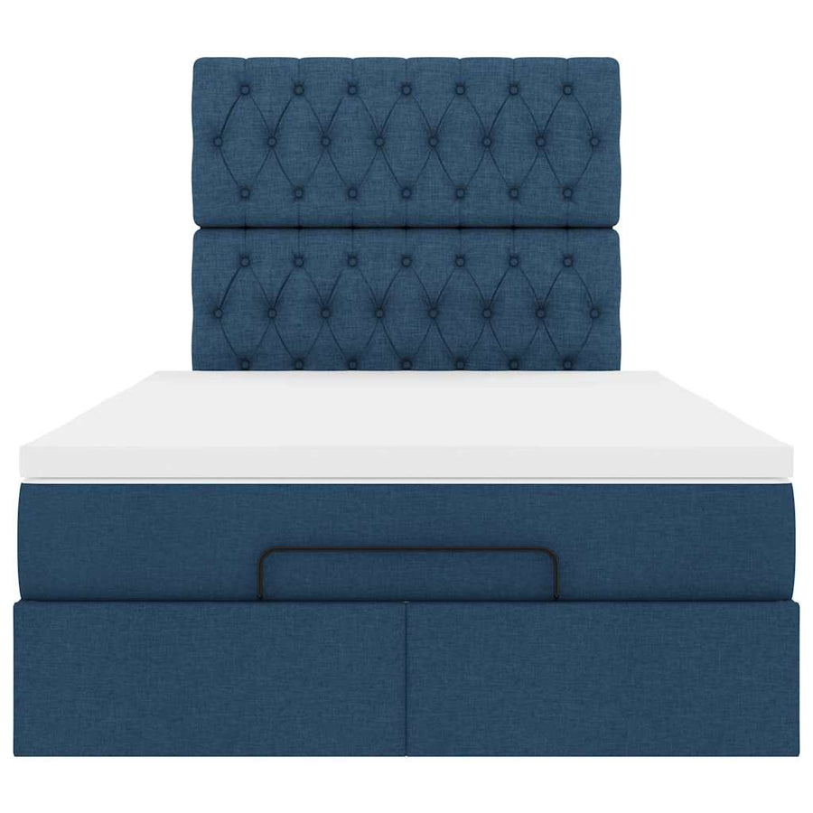 Ottoman bed met matras en LED's 120x190 cm stof blauw