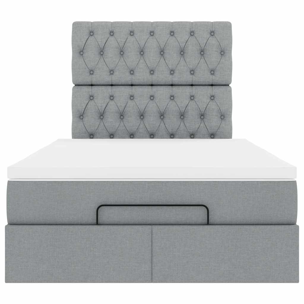 Ottoman bed met matras en LED's 120x200cm stof lichtgrijs