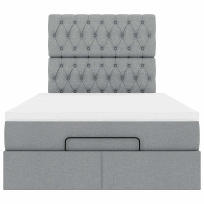 Ottoman bed met matras en LED's 120x200cm stof lichtgrijs
