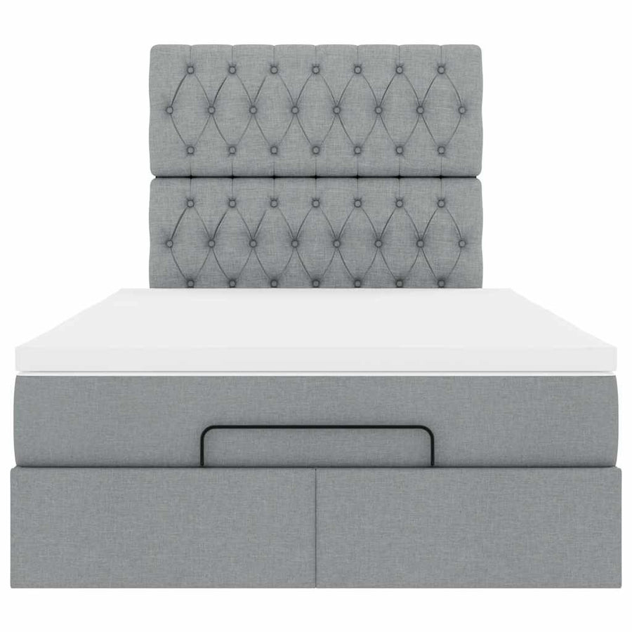 Ottoman bed met matras en LED's 120x200cm stof lichtgrijs