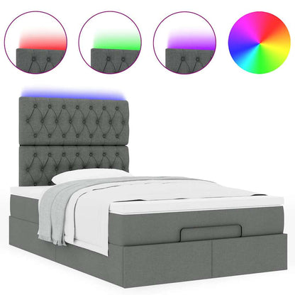 Ottoman bed met matras en LED's 120x200cm stof donkergrijs
