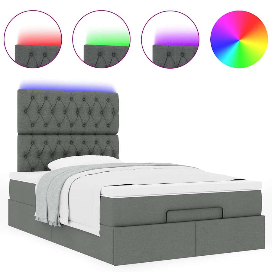 Ottoman bed met matras en LED's 120x200cm stof donkergrijs