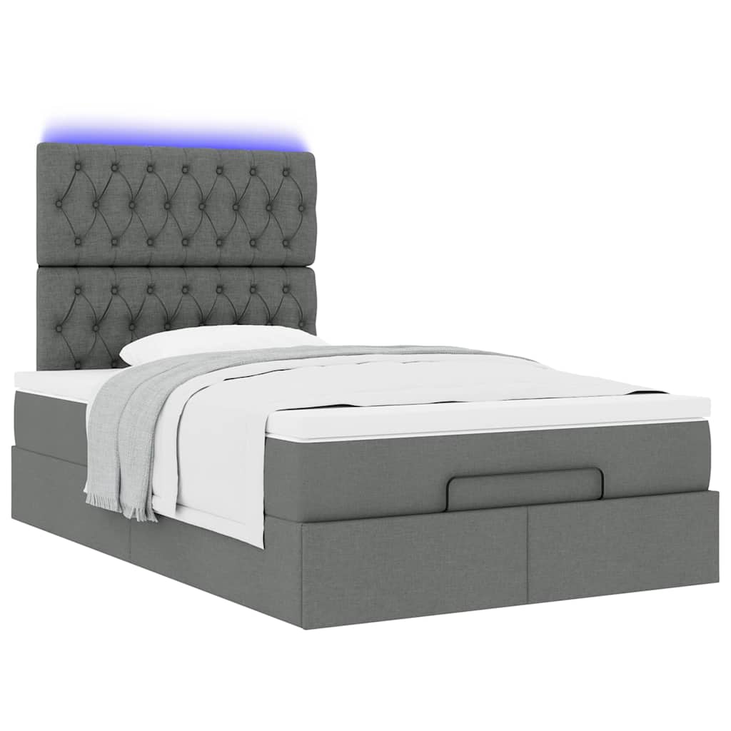Ottoman bed met matras en LED's 120x200cm stof donkergrijs