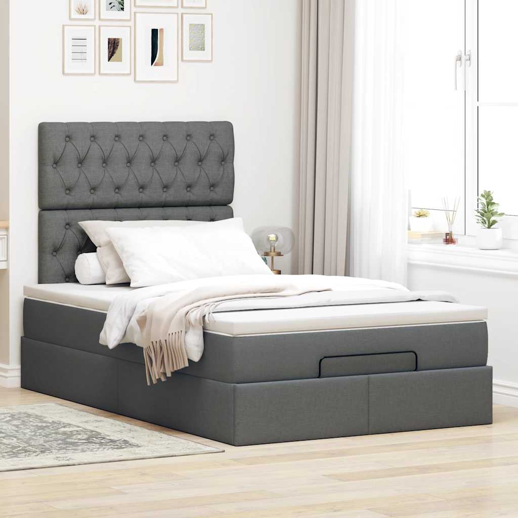 Ottoman bed met matras en LED's 120x200cm stof donkergrijs