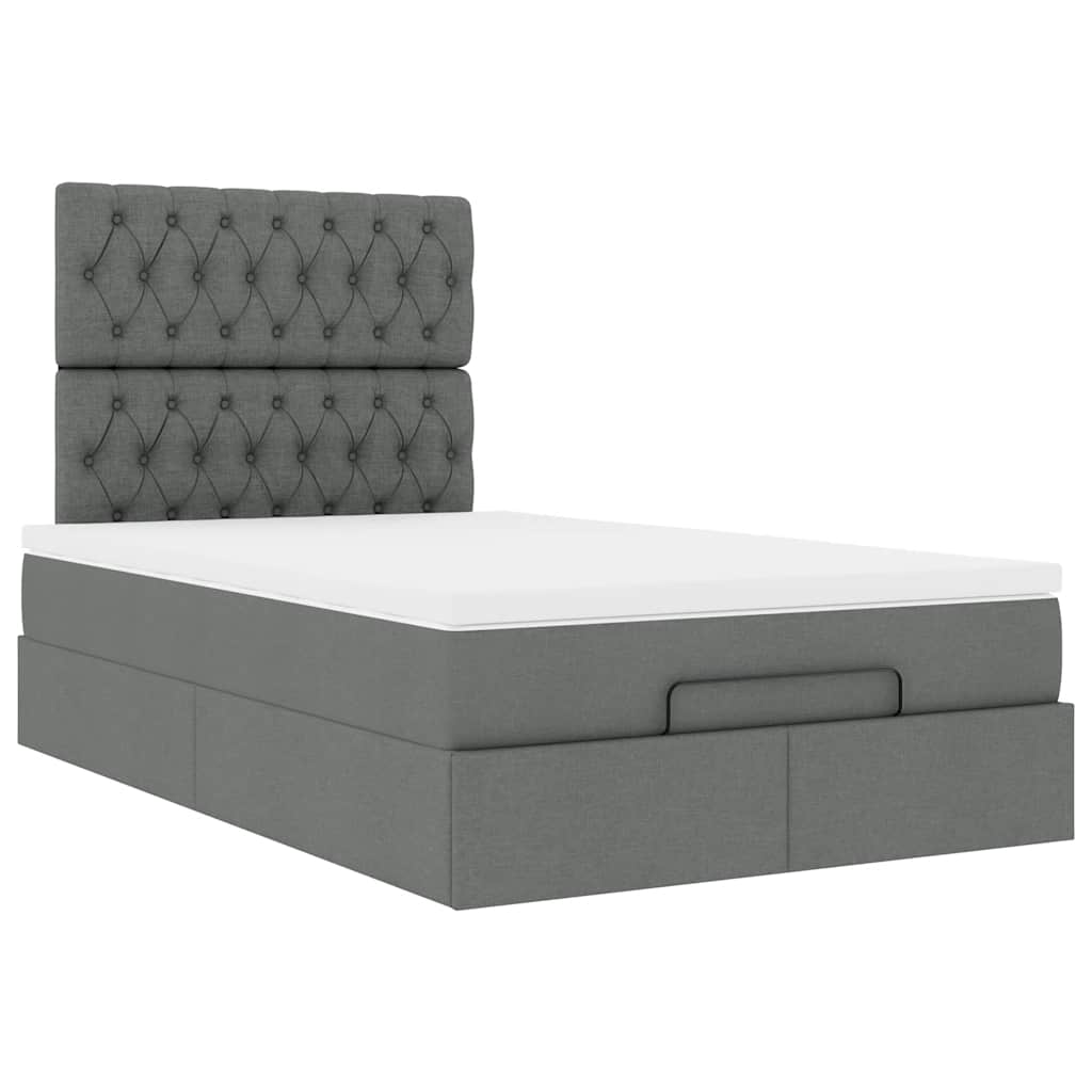 Ottoman bed met matras en LED's 120x200cm stof donkergrijs
