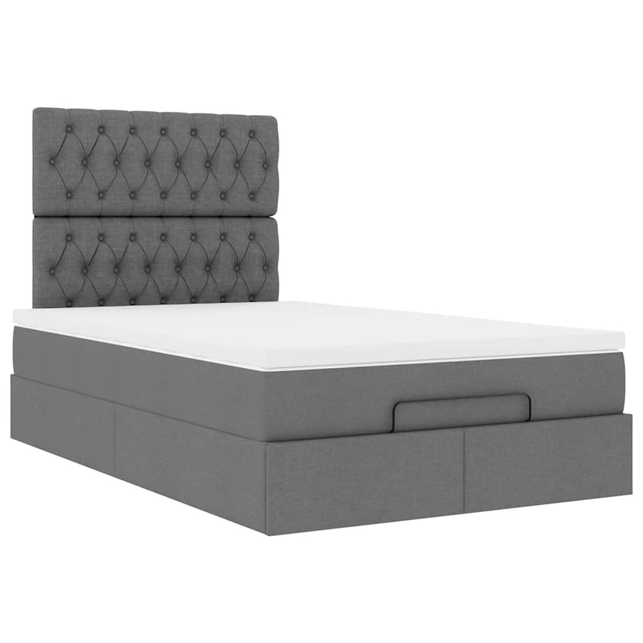 Ottoman bed met matras en LED's 120x200cm stof donkergrijs