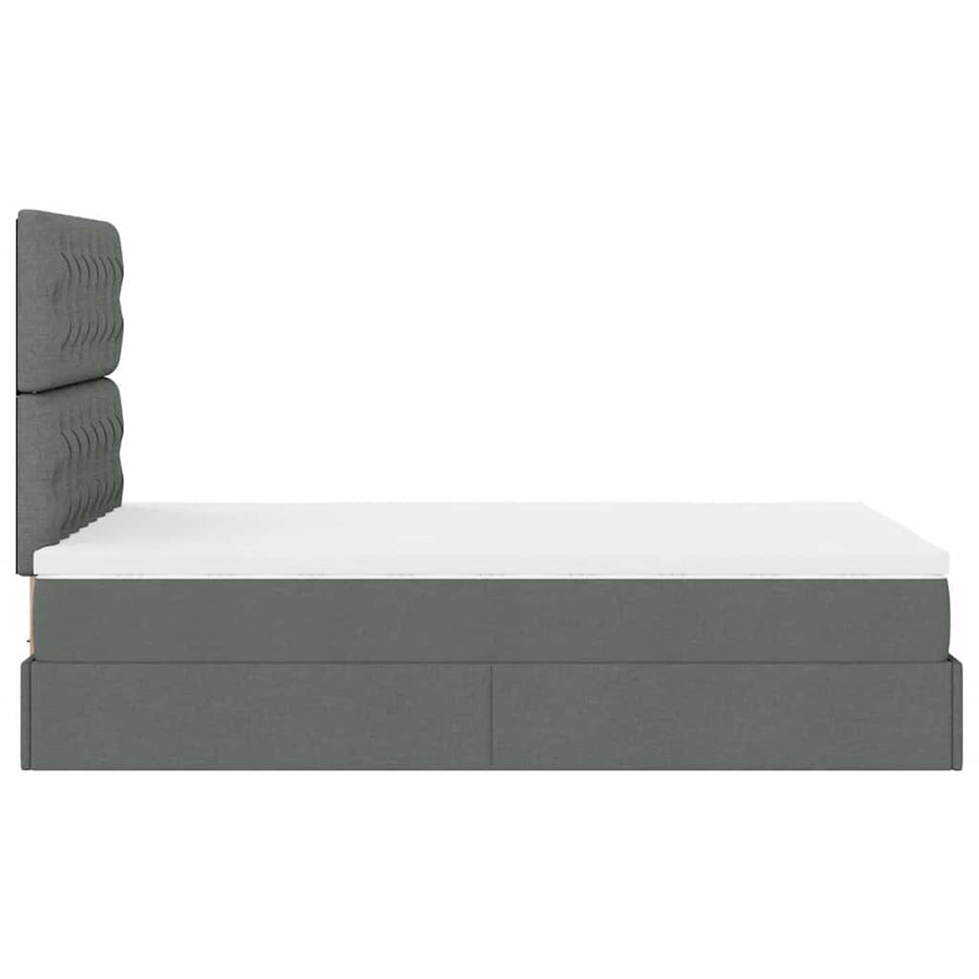 Ottoman bed met matras en LED's 120x200cm stof donkergrijs