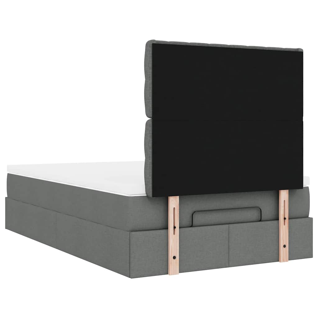 Ottoman bed met matras en LED's 120x200cm stof donkergrijs