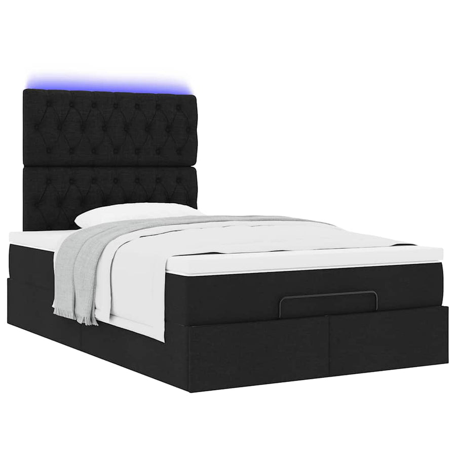 Ottoman bed met matras en LED's 120x200cm stof zwart