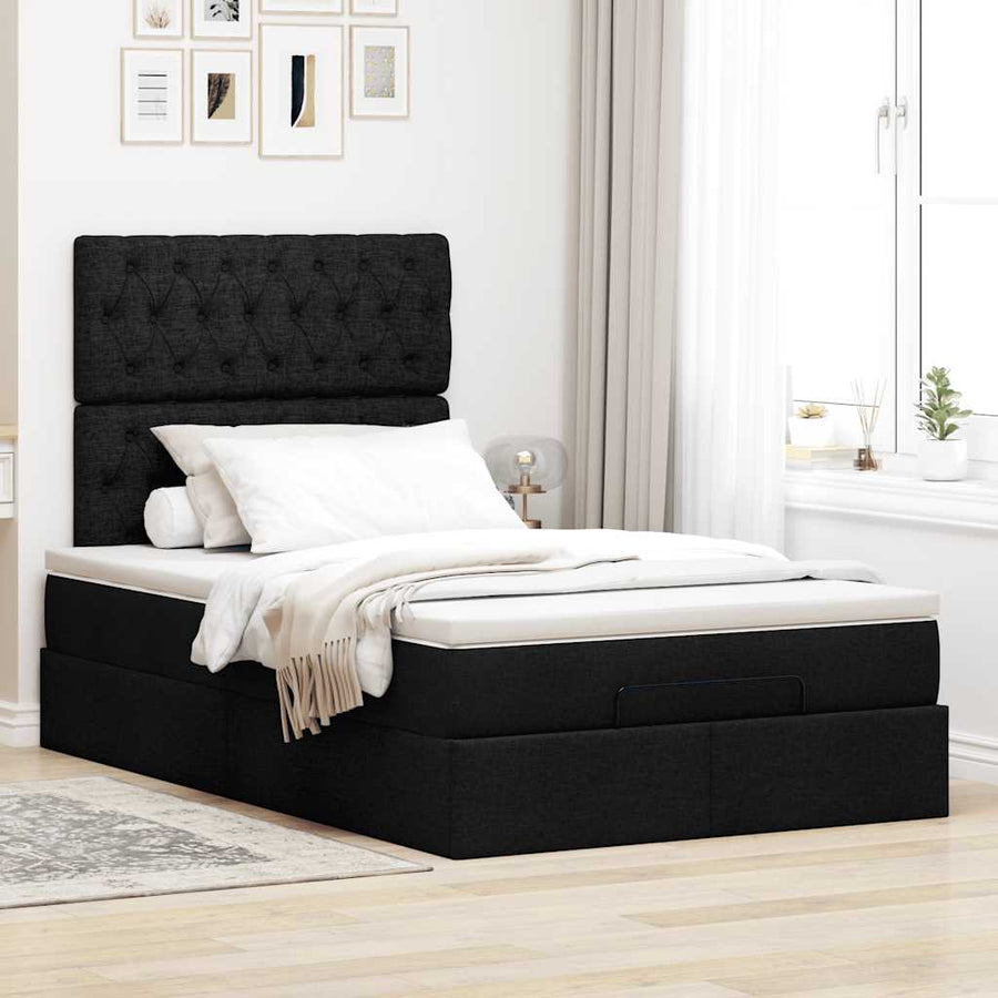 Ottoman bed met matras en LED's 120x200cm stof zwart
