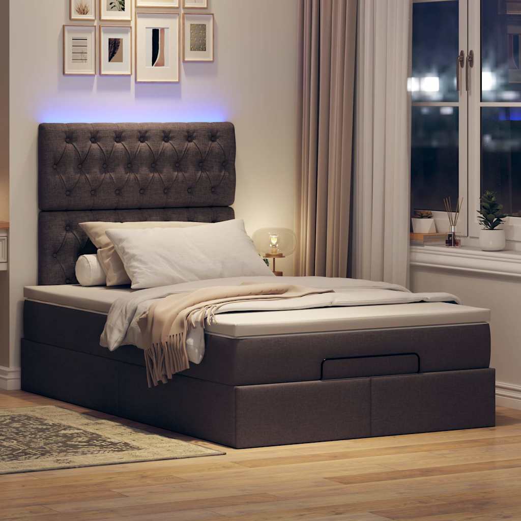 Ottoman bed met matras en LED's 120x200cm stof donkerbruin