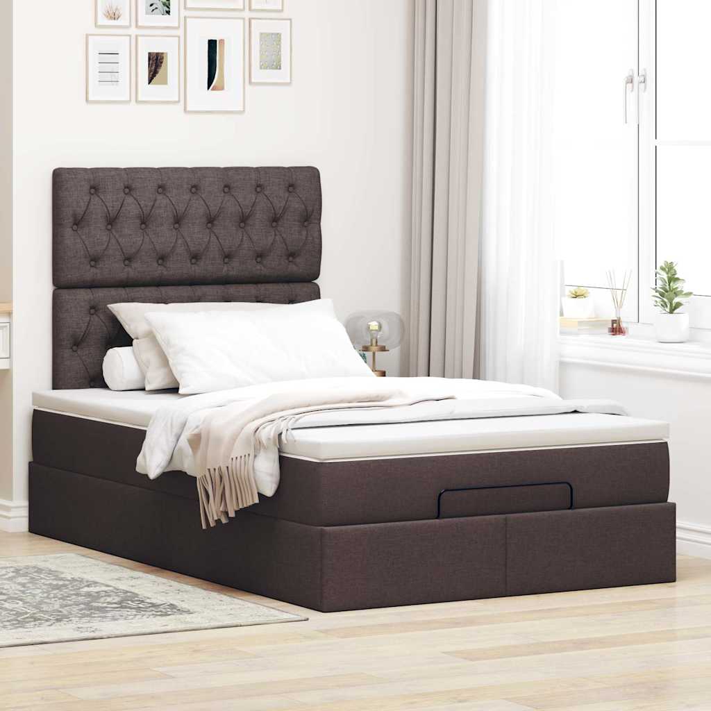 Ottoman bed met matras en LED's 120x200cm stof donkerbruin
