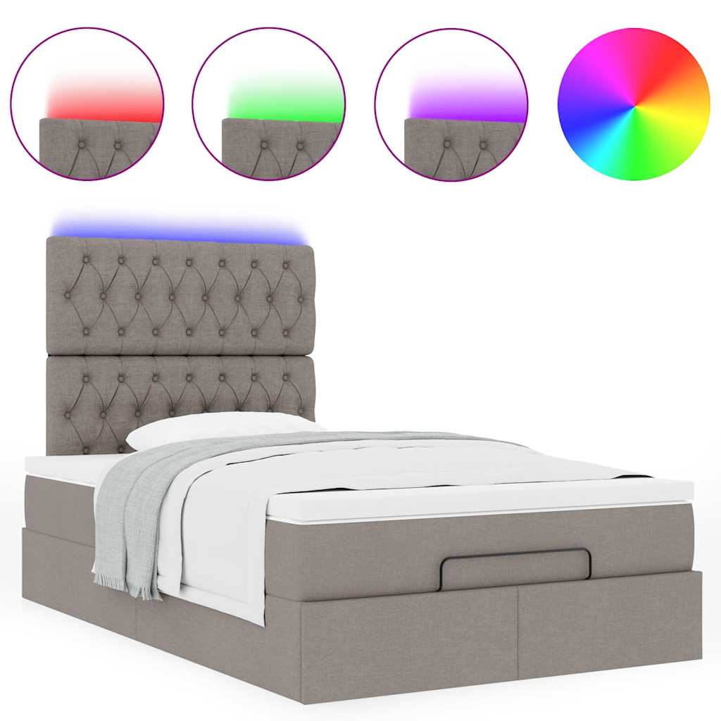 Ottoman bed met matras en LED's 120x200cm stof taupe
