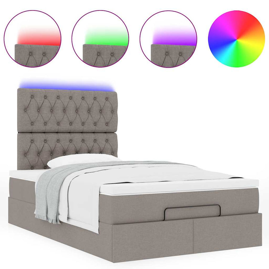 Ottoman bed met matras en LED's 120x200cm stof taupe