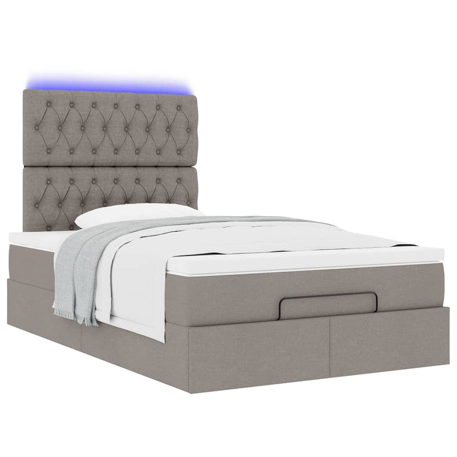 Ottoman bed met matras en LED's 120x200cm stof taupe