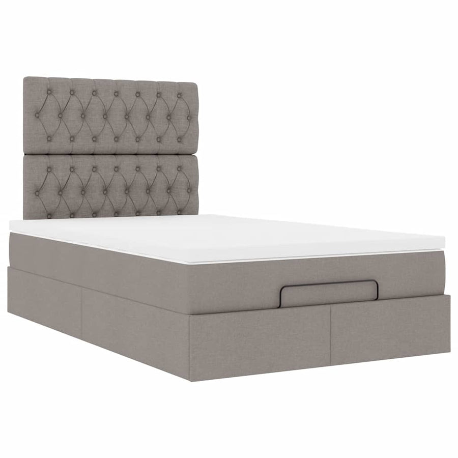 Ottoman bed met matras en LED's 120x200cm stof taupe