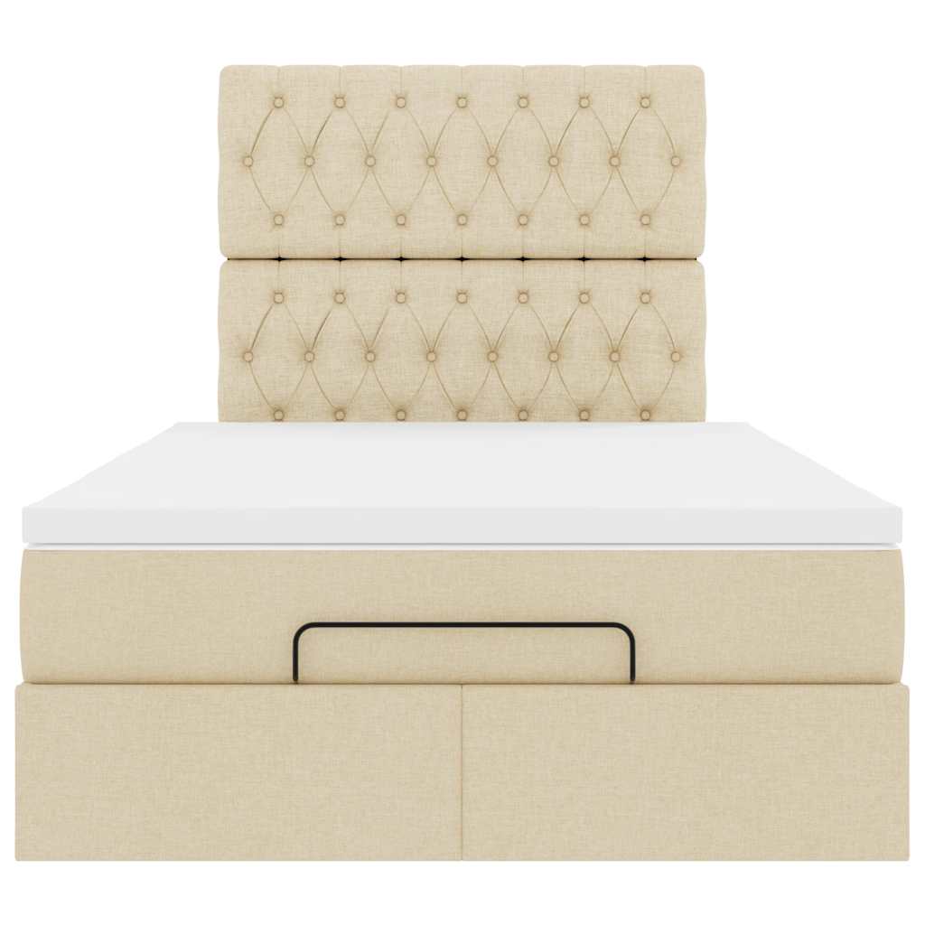Ottoman bed met matras en LED's 120x200cm stof crèmekleurig