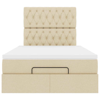 Ottoman bed met matras en LED's 120x200cm stof crèmekleurig