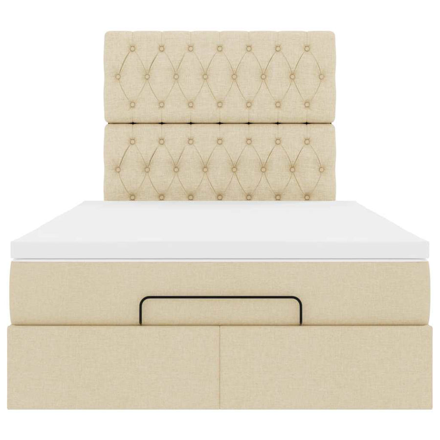 Ottoman bed met matras en LED's 120x200cm stof crèmekleurig
