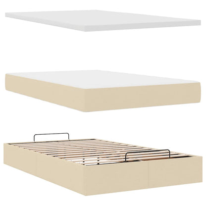 Ottoman bed met matras en LED's 120x200cm stof crèmekleurig