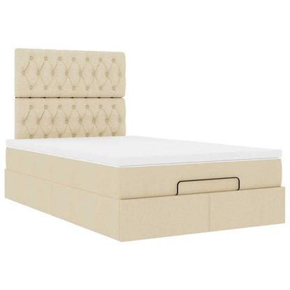 Ottoman bed met matras en LED's 120x200cm stof crèmekleurig