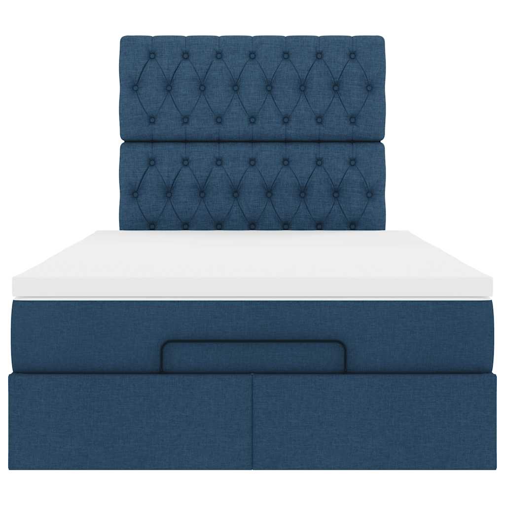 Ottoman bed met matras en LED's 120x200cm stof blauw