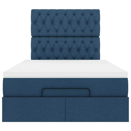 Ottoman bed met matras en LED's 120x200cm stof blauw