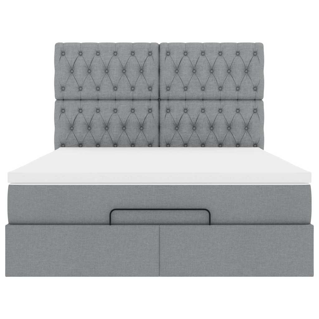 Ottoman bed met matras en LED's 140x190cm stof lichtgrijs