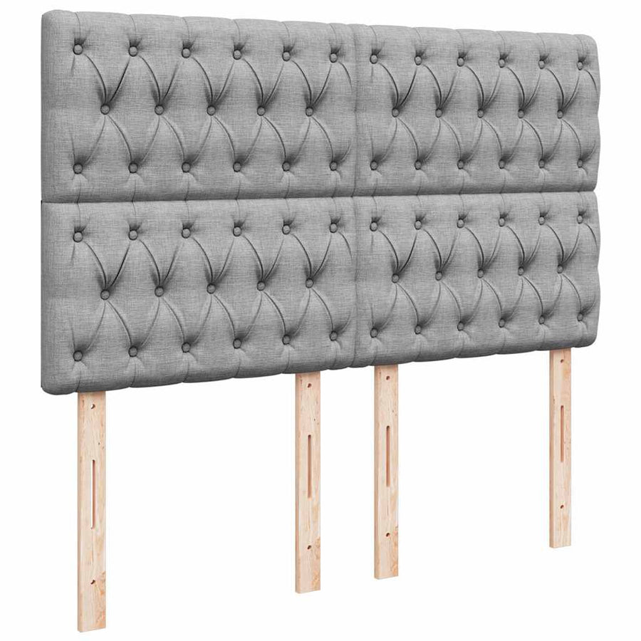 Ottoman bed met matras en LED's 140x190cm stof lichtgrijs