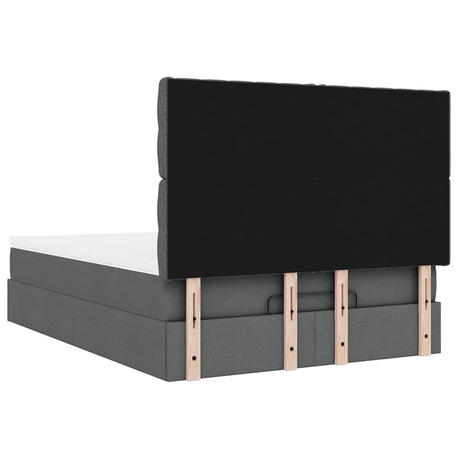 Ottoman bed met matras en LED's 140x190cm stof donkergrijs
