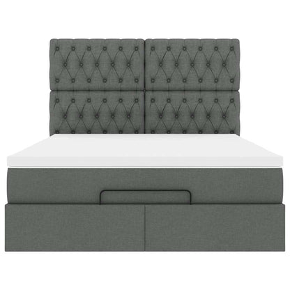 Ottoman bed met matras en LED's 140x190cm stof donkergrijs
