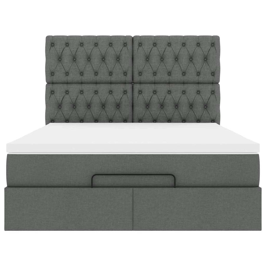 Ottoman bed met matras en LED's 140x190cm stof donkergrijs